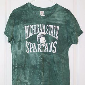 Michigan State University Green Tie Dye Tee, Women's Large